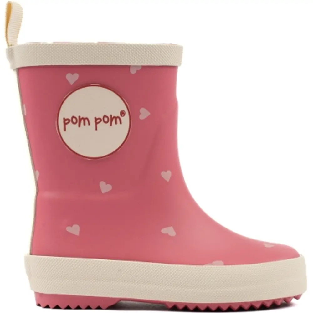 Mønster/multi Gummistøvle Aop Heart Aop - Pompom Gummistøvler  - 5740030025905